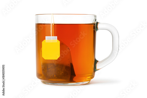 Warm tea served in a clear glass mug creating a cozy inviting atmosphere with elegant simplicity perfect for beverage branding lifestyle imagery menu design and calming product visuals