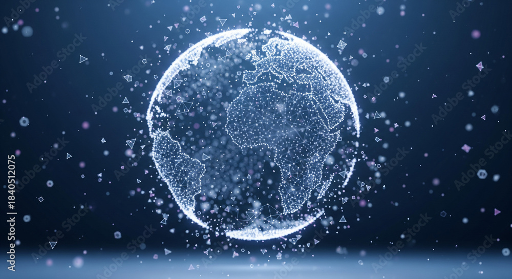 Obraz premium Futuristic Digital Earth Globe with Global Network Connections, Big Data Visualization, and Abstract Technology Background