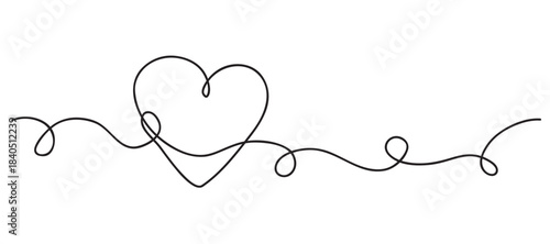 Heart. Abstract love symbol. Continuous line art drawing vector illustration