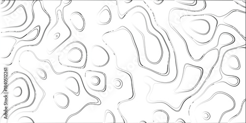 Abstract topographic contour lines in grayscale on a white background, creating a fluid, organic, and textured visual pattern for design