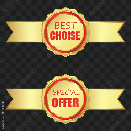 Golden ribbon with a red circular badge displaying "BEST CHOISE" on a transparent background, indicating a top selection or recommendation.
