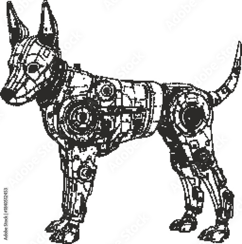 Futuristic Robot Dog Mechanical Illustration Isolated on White Background for Technology and AI Concepts