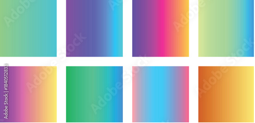 Glossy Web Vector Push Button Collection Featuring Shiny Square Designs and Smooth Multicolor Gradient Effects Isolated on a Clean White Background