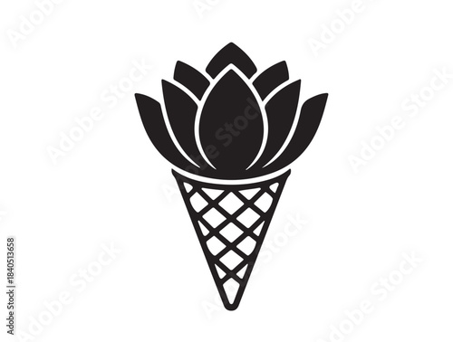 Happiness Bloom Cone image in silhouette white background.