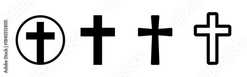 A simple and clean cross design with multiple variations, representing Easter symbols in a minimalist style.