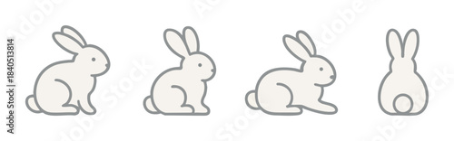 A set of adorable rabbit illustrations with different poses, perfect for Easter and springtime celebrations.
