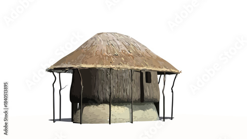 Hut on white
