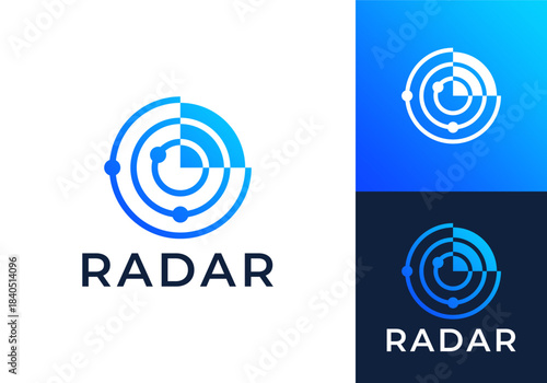 logo wave detection radar. network signal technology connectivity symbol icon design