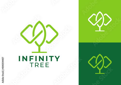abstract plant tree infinity logo design. nature environment garden forest symbol concept