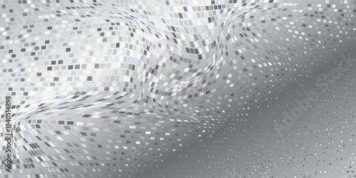 Abstract background silver mosaic. Background foil metallic texture. Mirror mosaic vector illustration. Banner element. Party backdrop. Christmas banner. Disco decoration. Festive vector illustration.