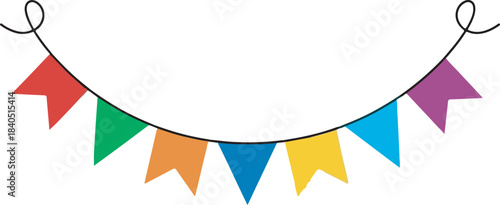 Festival Pennant Garland Line Art and Color Style