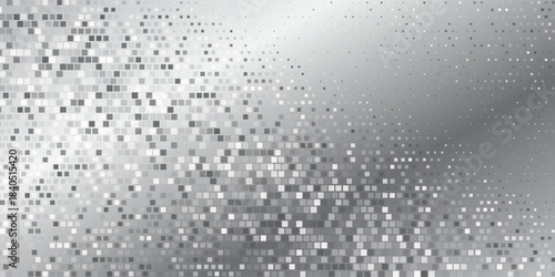 Abstract background silver mosaic. Background foil metallic texture. Mirror mosaic vector illustration. Banner element. Party backdrop. Christmas banner. Disco decoration. Festive vector illustration.