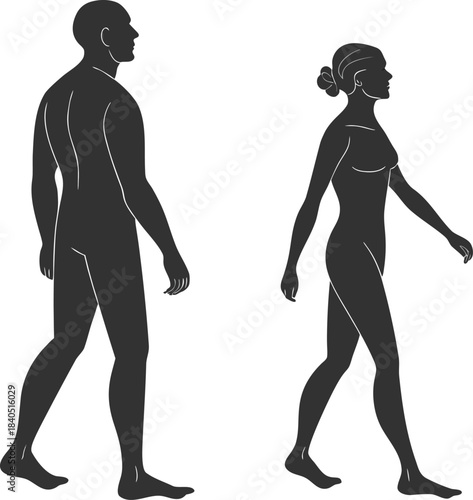 Human Figures Walking Silhouettes