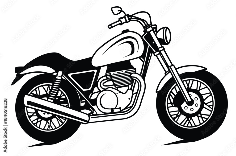 Obraz premium Motorcycle Side View Line Illustration