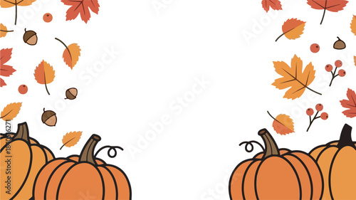 Autumn Pumpkin Landscape with Colorful Fall Trees – Flat Vector Illustration 5