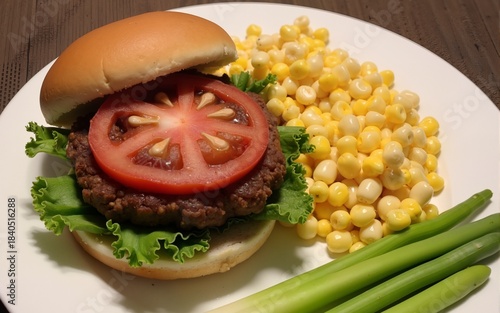 Family BBQ Grilling Burgers and Corn. High quality