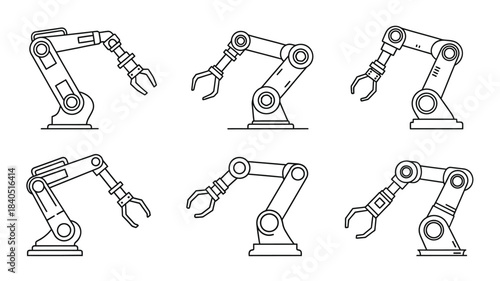 Illustrative set of robotic arms in various poses and configurations