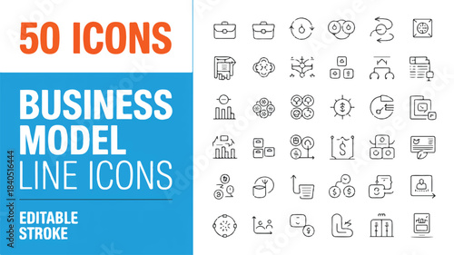 Business Model Line Icons A Versatile Collection for Presentations and Digital Designs
