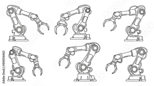 Arrangement of robotic arms in a grid pattern showcasing automation technology