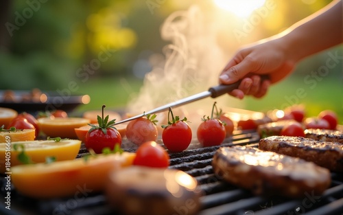 Summer backyard barbecues - Generative AI. High quality. High quality