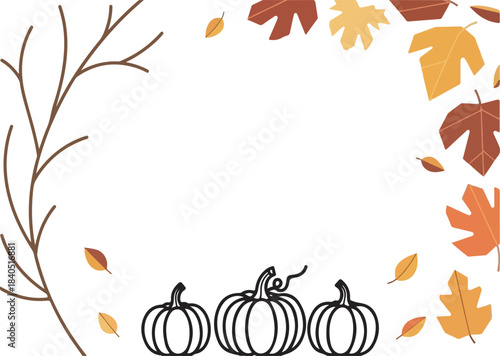 Autumn Pumpkin Landscape with Colorful Fall Trees – Flat Vector Illustration 2