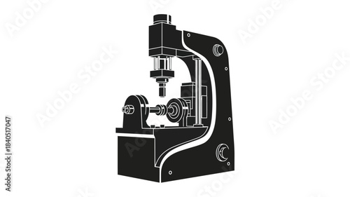 A detailed monochrome illustration of a classic laboratory microscope design