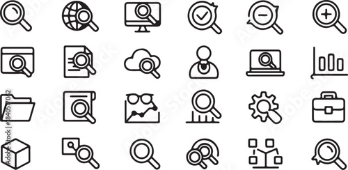 search magnifier icon set line icons for ui and web interfaces