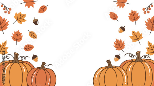Flat Autumn Pumpkin Frame for Thanksgiving Design