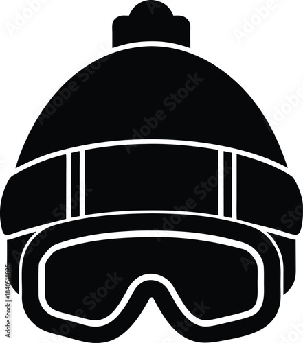 Windproof beanie and snow goggles combo in cozy winter gear design Vector illustration