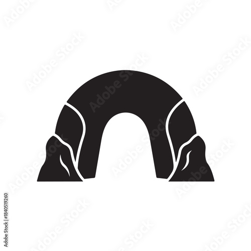 Minimal Page Archway Silhouette in Simple Page Curl Design with Black and White Color Scheme for Web Template