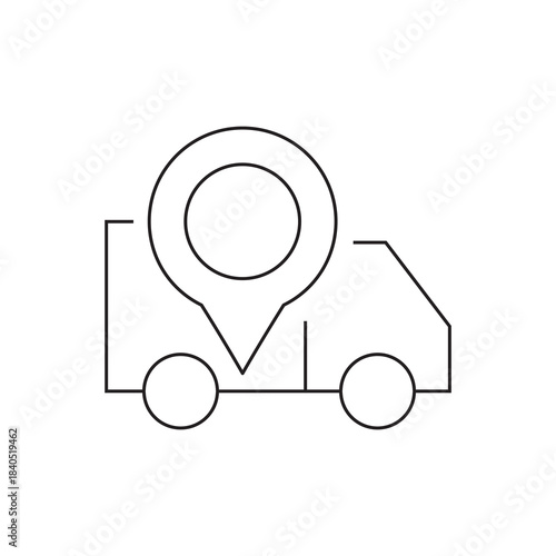 Map Marker Pin with Courier Truck Location