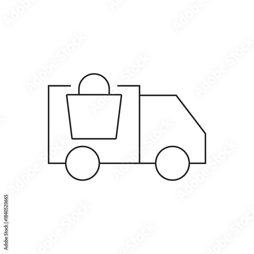 Monochrome Shopping Cart and Van Glyph