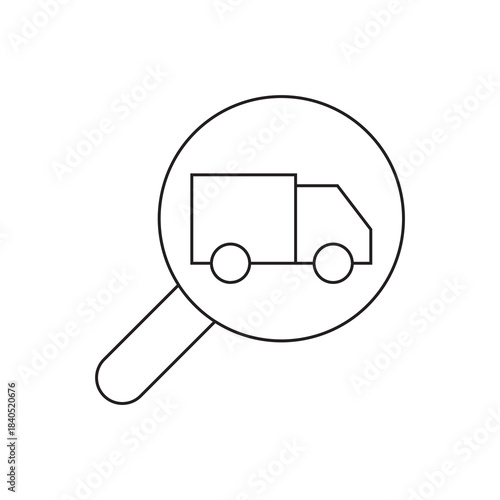 Magnify Glass Search for Delivery Vehicle Outline