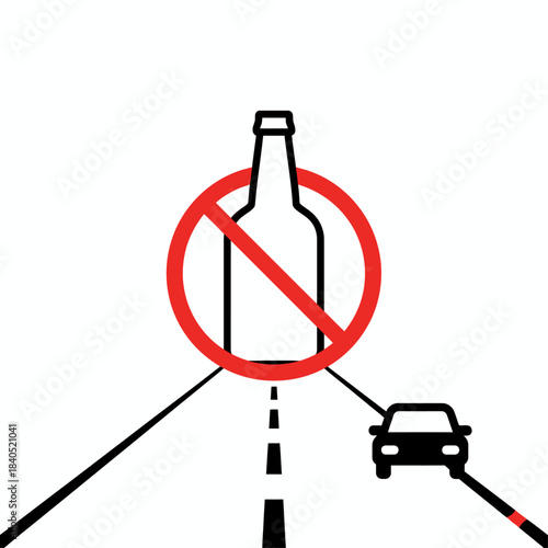 Don't Drink and Drive Vector Illustration, Public Safety Warning