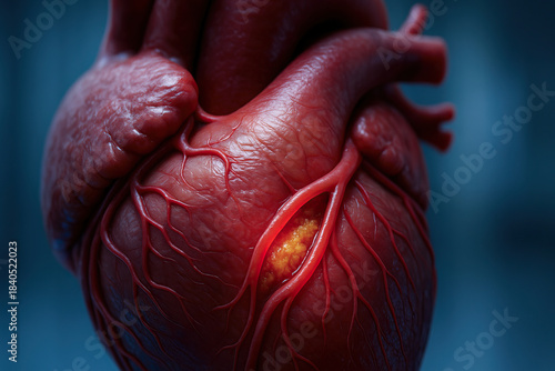 Artery care heart awareness cardiovascular plaque blockage medical heart artery care awareness depicting clogged coronary vessel highlighting plaque and cardiac circulation concern