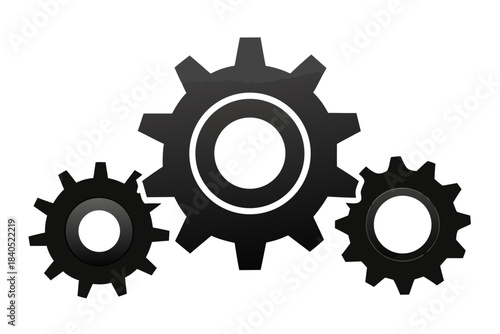 3d gear wheels and cogs isolated on white background for industry and machinery concept