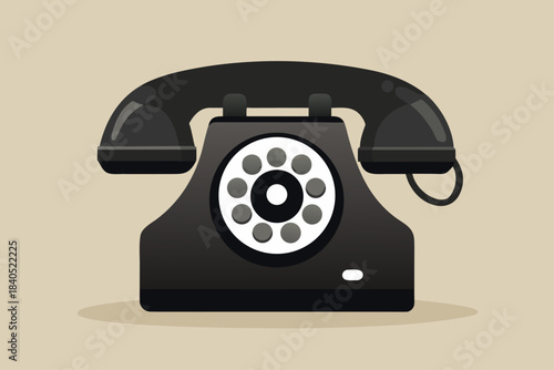 Retro telephone on white background and wooden table