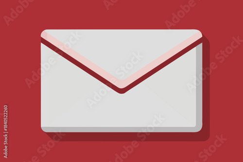 Red mail and envelope icon on white background