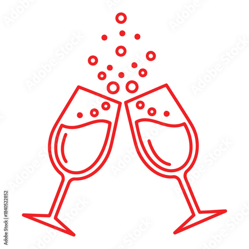 Celebratory Wine Glasses Clinking Together Illustration