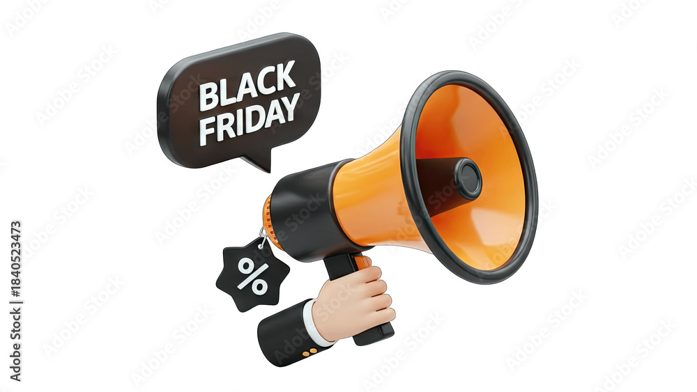 Fototapeta premium Megaphone Announcing Black Friday Sale