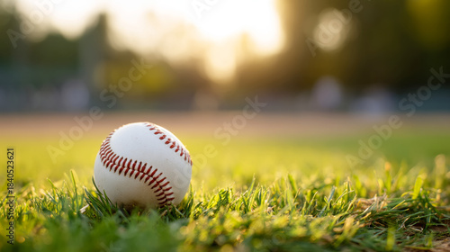 Little league baseball field at sunset with text space for branding and design