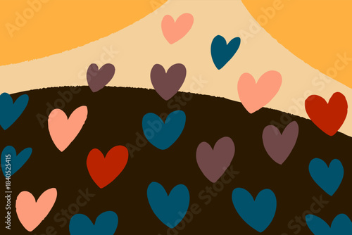 Emotional Pastel Hearts Vector – Gentle Blush Tones, Minimalist Love Background for Holiday Use