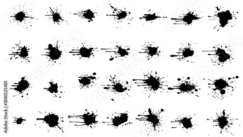 Vector splash and drip design, silhouette blob spray collection