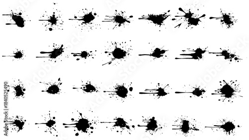 Vector splash and drip design, silhouette blob spray collection