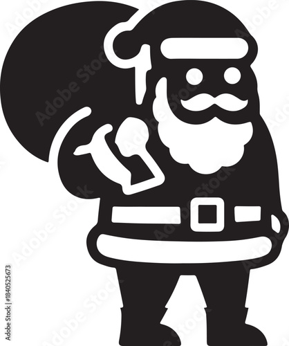Santa silhouette carrying a sack of gifts, symbolizing holiday cheer and festive spirit.