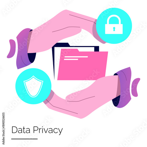 Hands Protecting Data in Privacy Concept Illustration