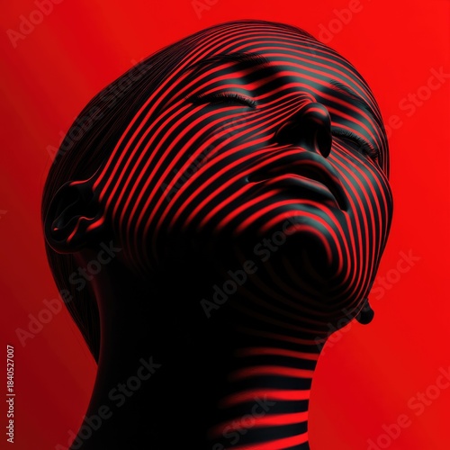 An artistic portrayal of a woman in a sleek, futuristic style evokes modernity and creativity through bold visual elements