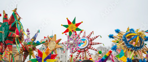 Christmas nativity scene with Ukrainian national Christmas star decoration