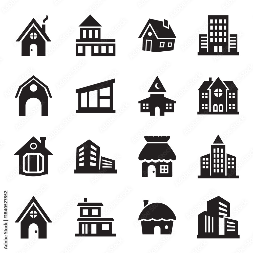 Fototapeta premium Real Estate Silhouettes Set