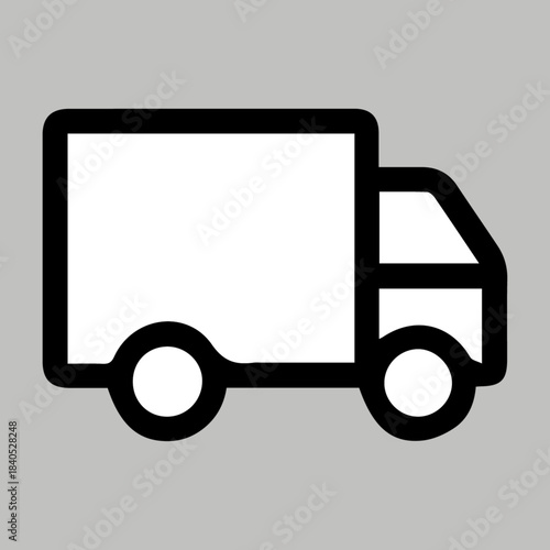 Clic y reparto, icono, camión de reparto, servicio de entrega, recepción del pedido en el punto de recogida, concepto de negocio de comercio electrónico, ilustración vectorial, vector ecommerce